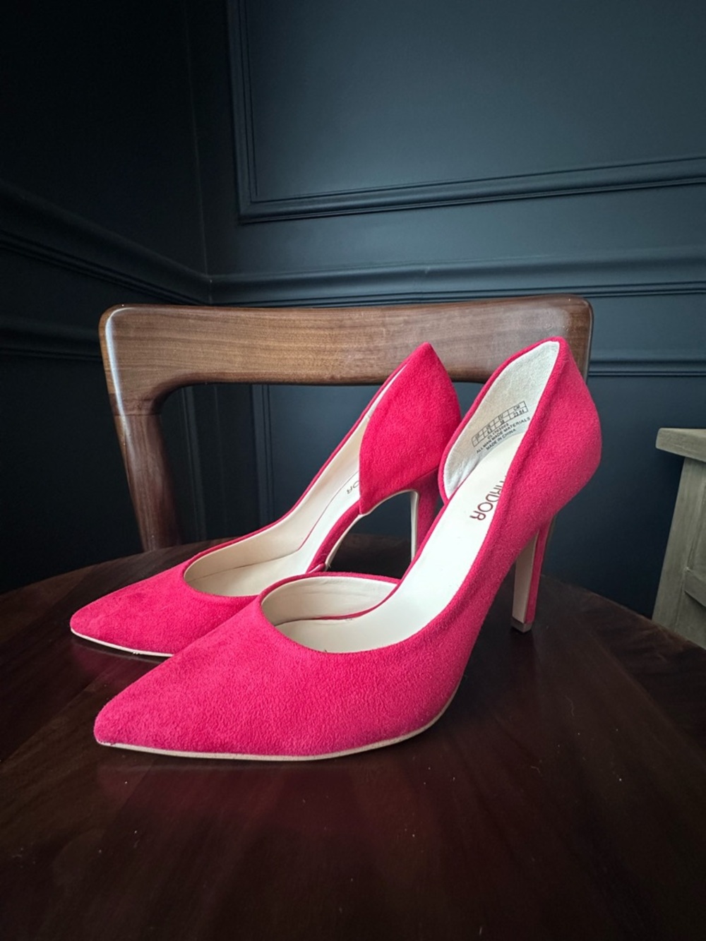 JENN ARDOR Red Faux Suede Pointed-Toe  Red High Heels - 7